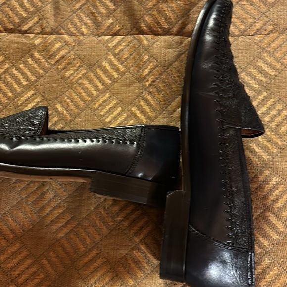 SANDRO MOSCOLNI MEN’S Genuine Alligator Designer Shoes EUC 9.5 AA Black Loafers - Picture 9 of 13